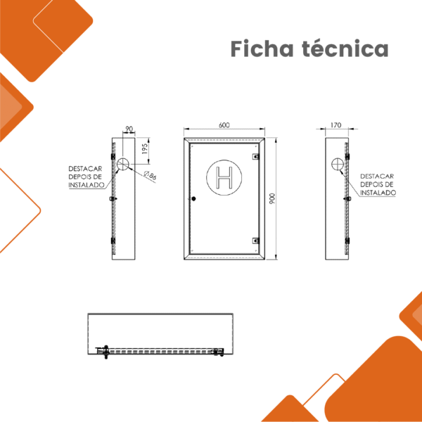 Caixa De Hidrante Inox Porta De Vidro Sobrepor - 90x60x17cm - Imagem 3