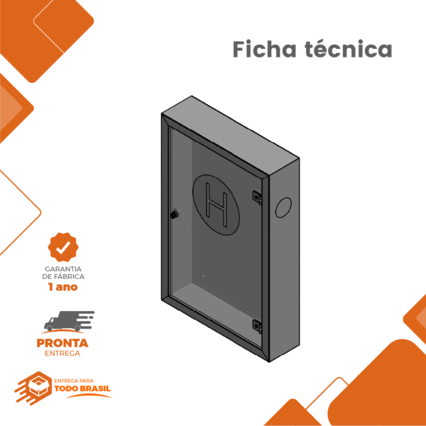 Caixa De Hidrante Inox Porta De Vidro Sobrepor - 90x60x17cm - Imagem 2