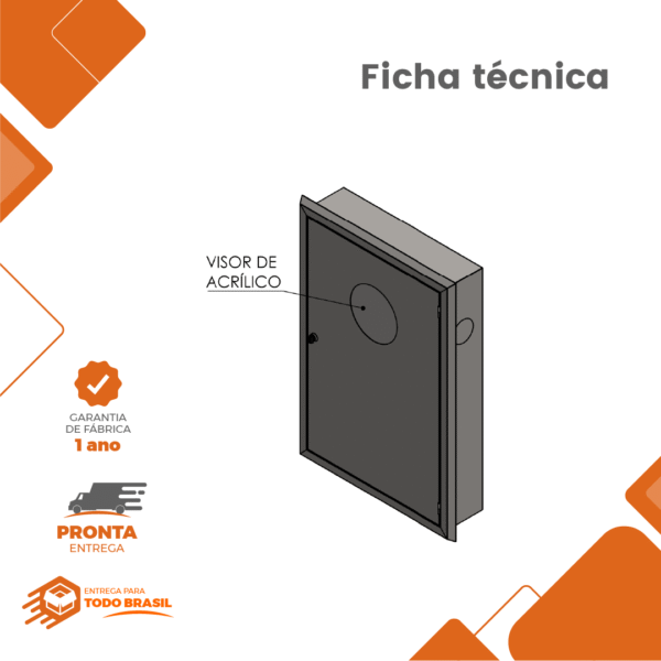 Caixa de Hidrante Embutir Inox 90x60x17cm - Imagem 2